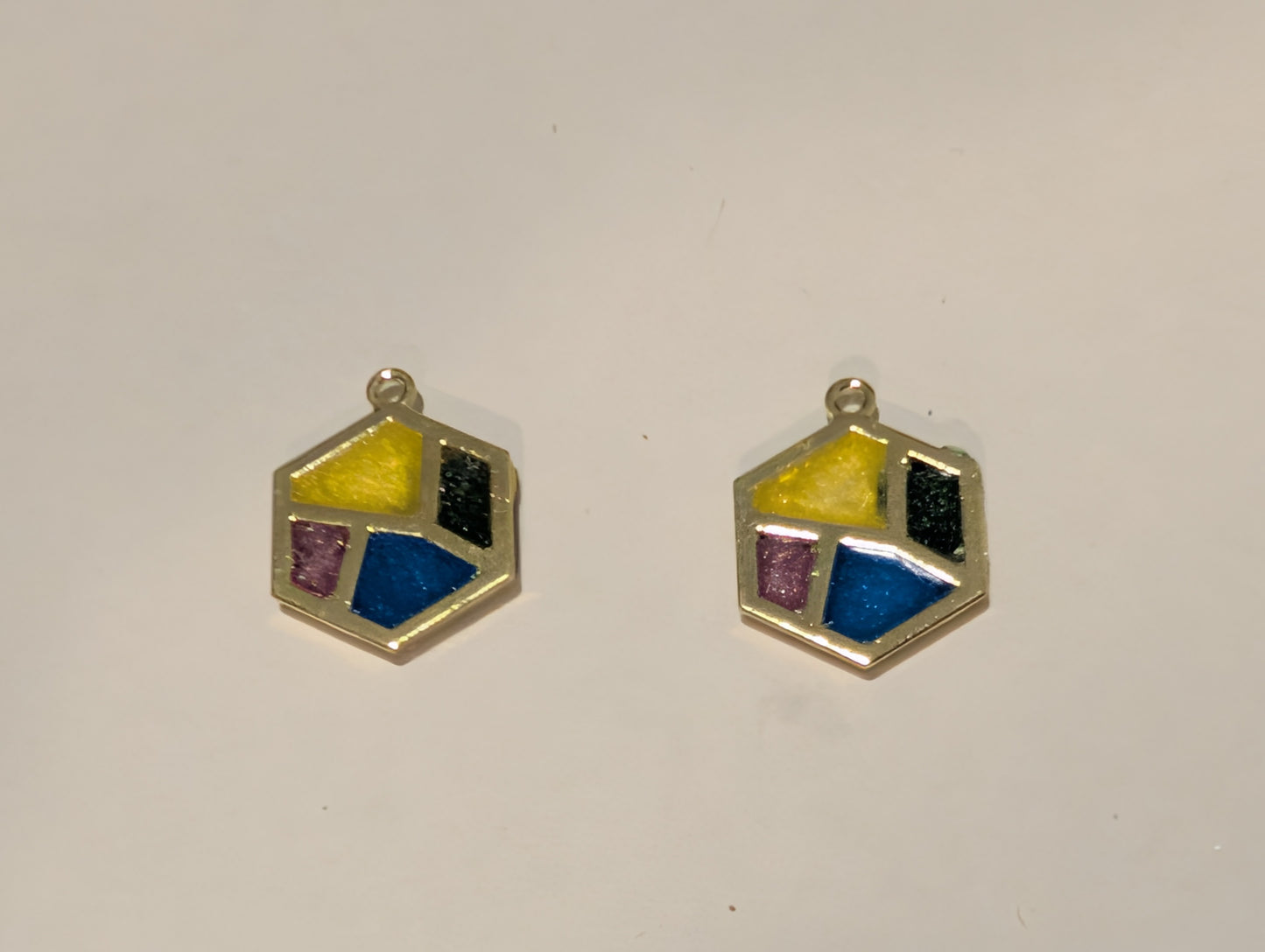 Stained Glass Resin Charm Pair Q