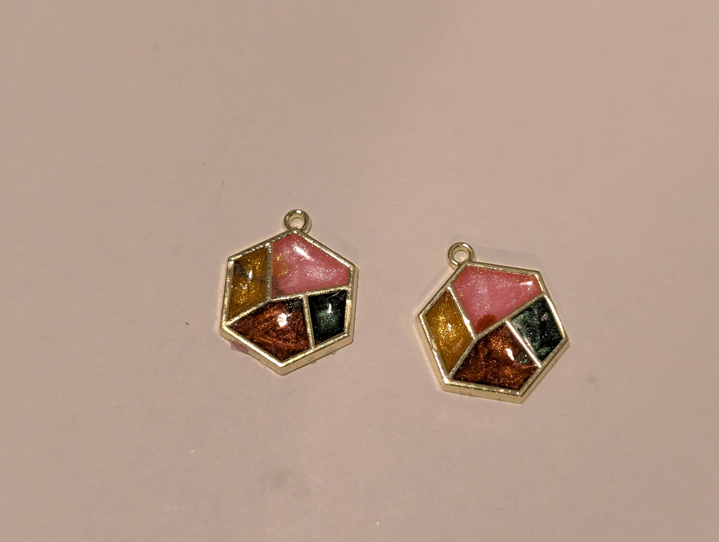 Stained Glass Resin Charm Pair R