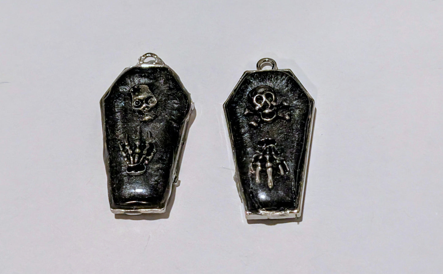 Spooky Coffin Resin Charm Pair D