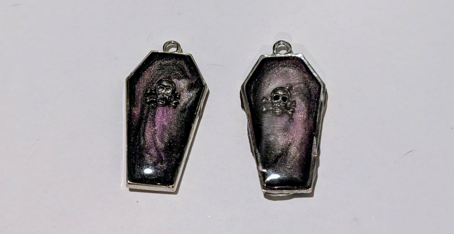 Spooky Coffin Resin Charm Pair C