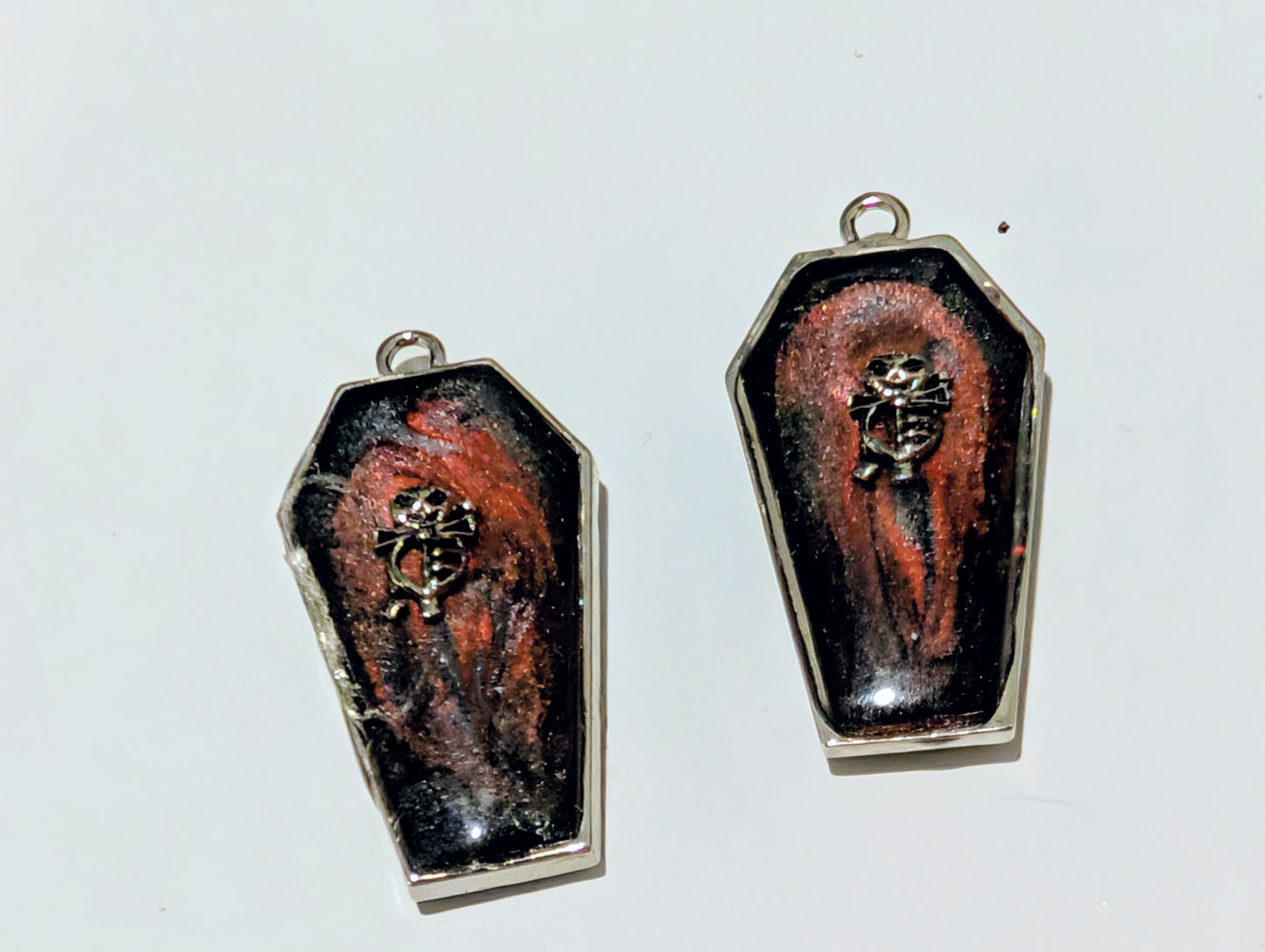 Spooky Coffin Resin Charm Pair A