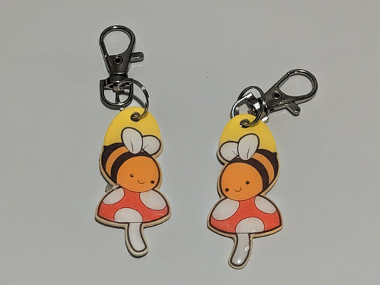 Bee & Mushroom Keychain