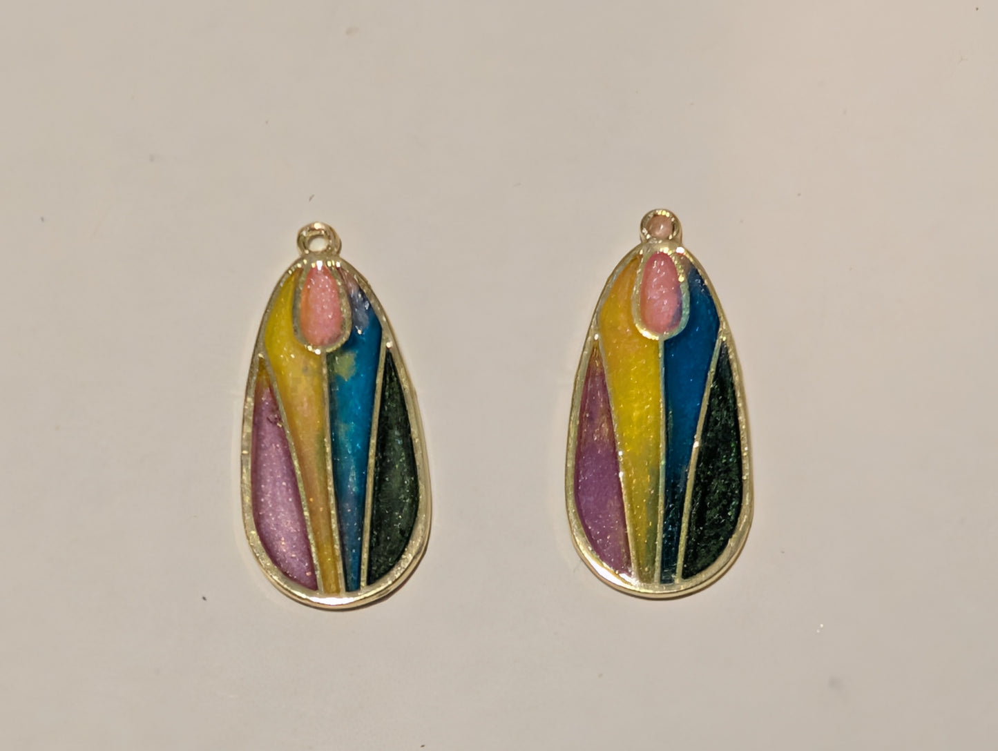 Stained Glass Resin Charm Pair G