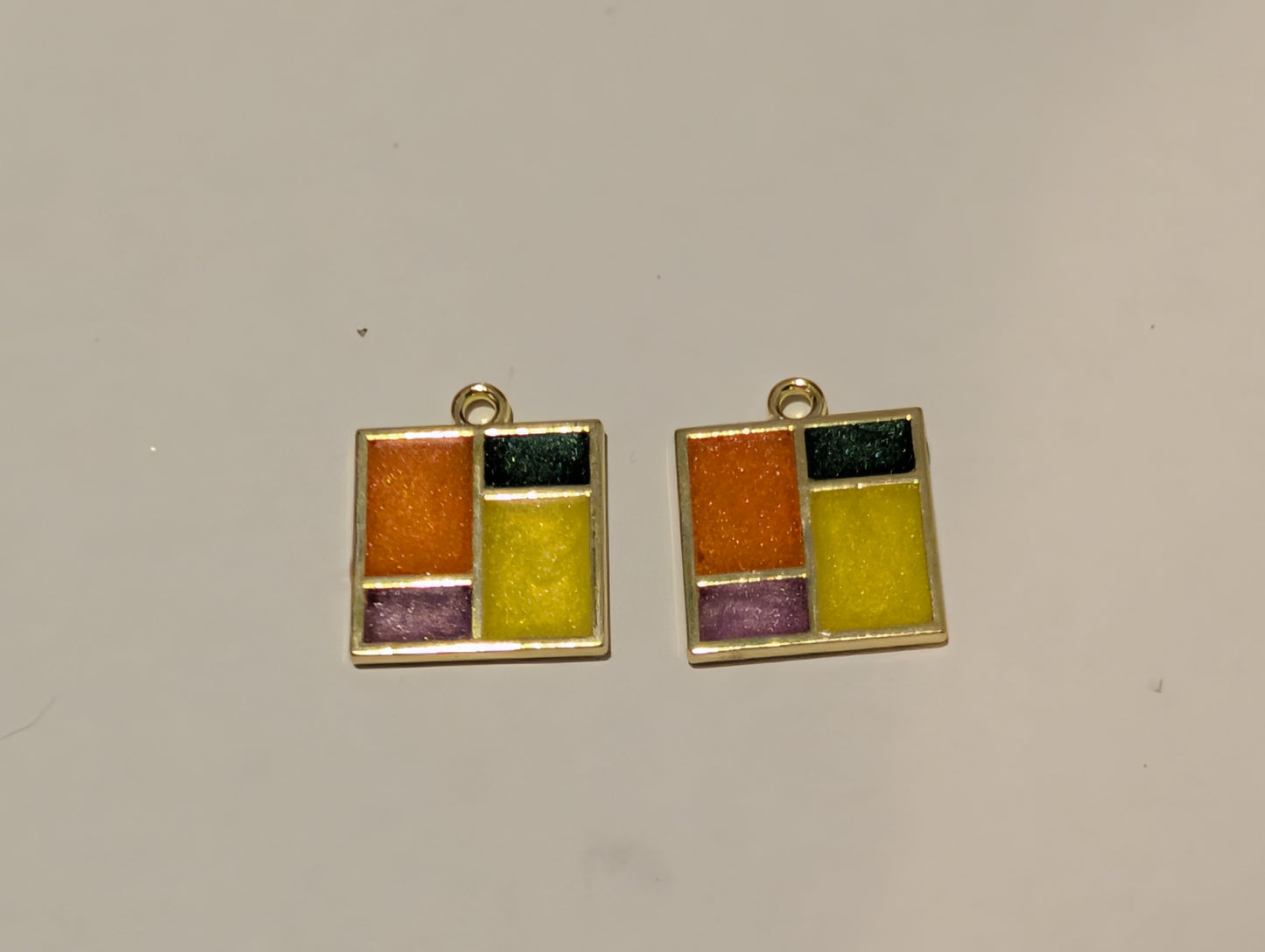 Stained Glass Resin Charm Pair O