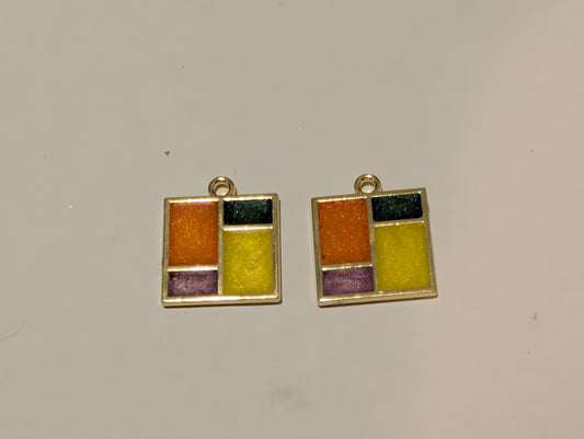 Stained Glass Resin Charm Pair O