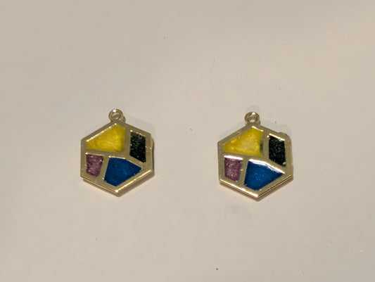 Stained Glass Resin Charm Pair Q