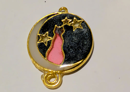 Cat & Moon Resin Charm D