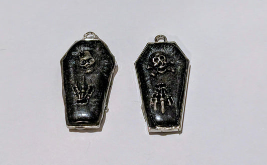 Spooky Coffin Resin Charm Pair D