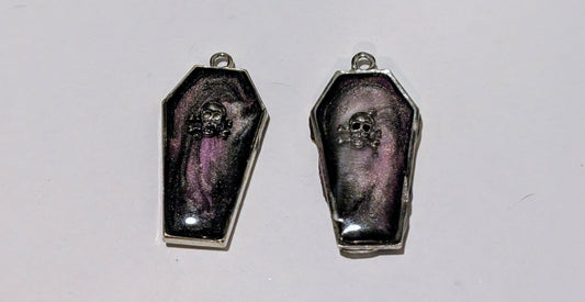 Spooky Coffin Resin Charm Pair C