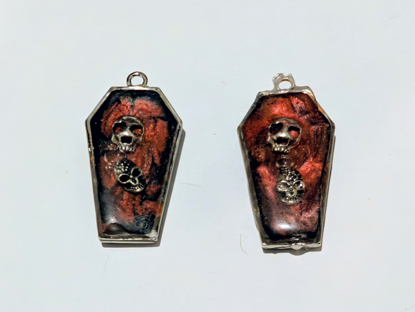 Spooky Coffin Resin Charm Pair B