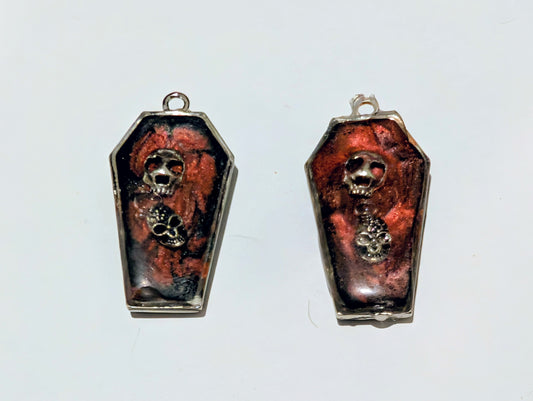 Spooky Coffin Resin Charm Pair B