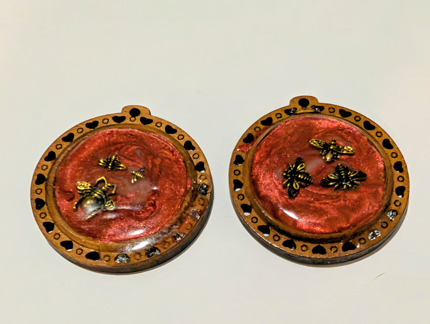 Wooden Resin Charm Pair A