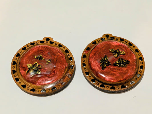 Wooden Resin Charm Pair A