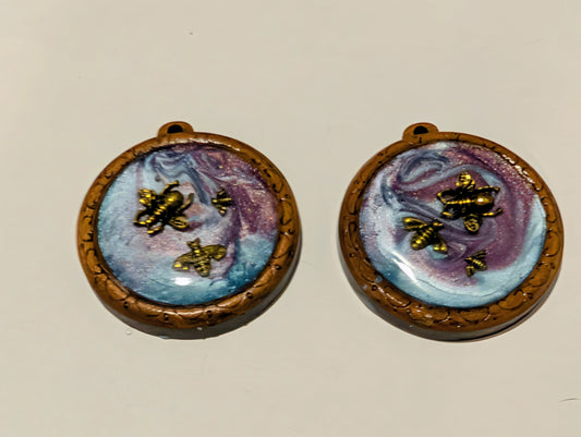 Wooden Resin Charm Pair B