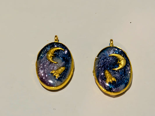 Space Resin Charm Pair D