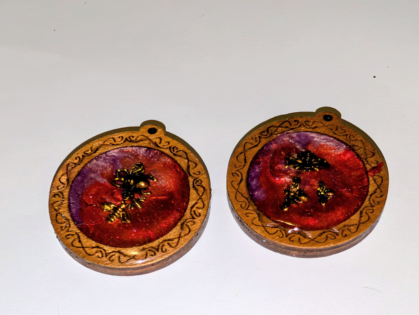 Wooden Resin Charm Pair C