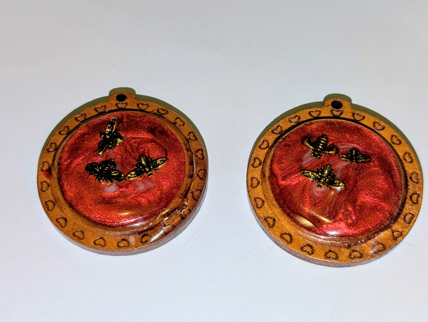 Wooden Resin Charm Pair D