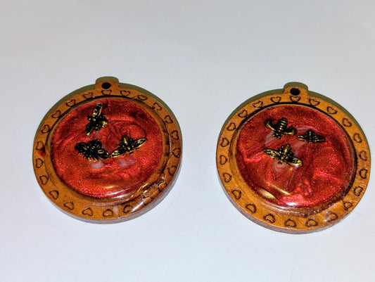 Wooden Resin Charm Pair D